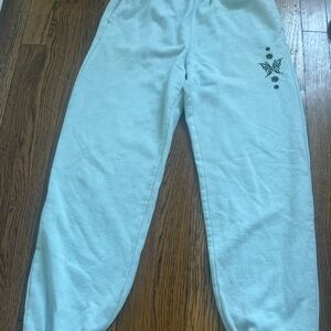 Hollister Light Blue Joggers with Butterfly Design